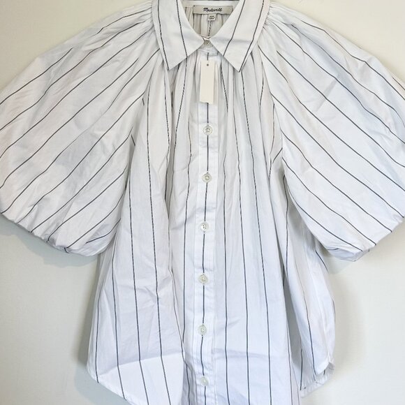 NWT Madewell Shirred Bubble-Sleeve Button-Up Shirt - Size: XXS - Picture 3 of 14